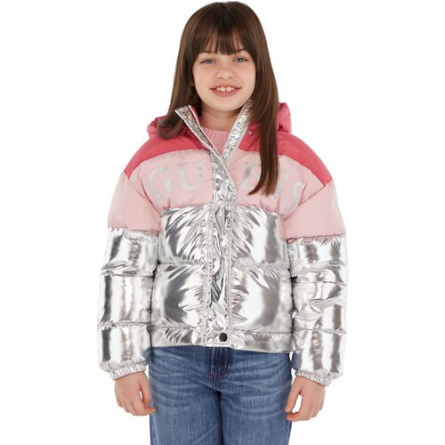 фото Куртка guess, размер 14, серебряный, розовый