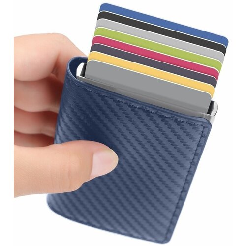 фото Кредитница кошелек baellerry carbon с rfid-защитой, визитница, картхолдер, органайзер для карт, синий нет бренда