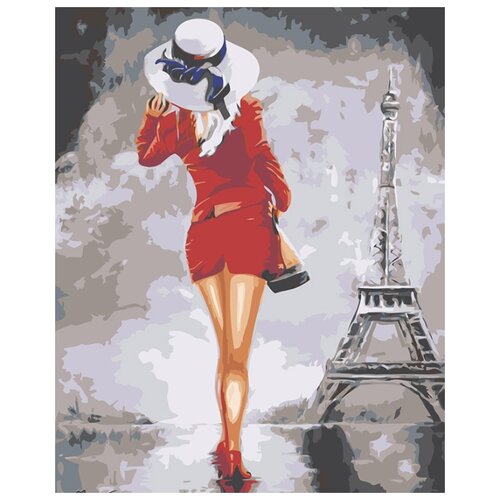 фото Картина по номерам "девушка в красном платье", 40x50 см живопись по номерам