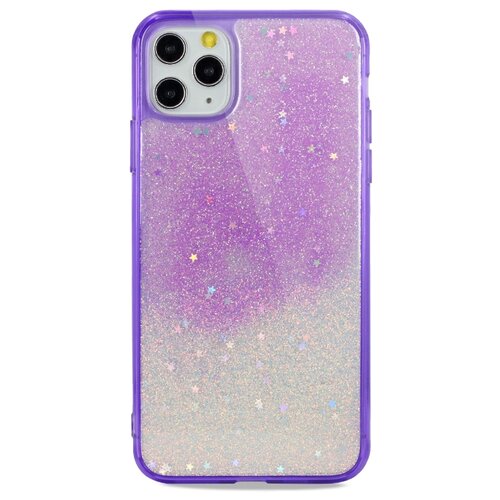 фото Двуцветный силиконовый чехол для iphone 11 pro гелевый с блёстками (сиреневый) pastila
