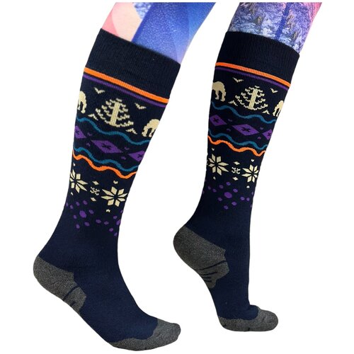 фото Носки сноубордические, горнолыжные, женские bro stuff reindeer merino black blue, размер m (eu 35-38)