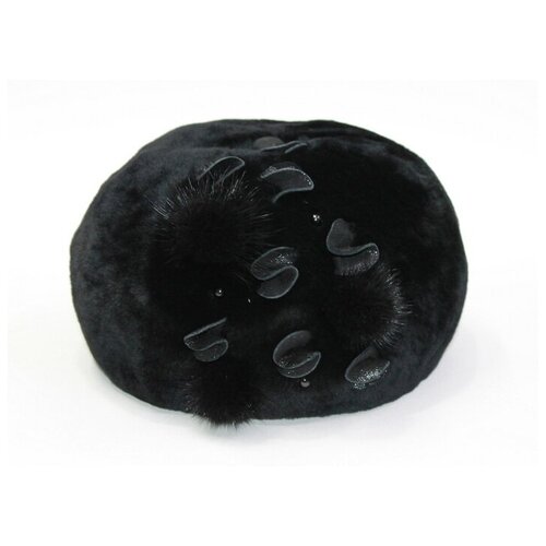 фото Берет шлем зимний, шерсть, подкладка, размер 58 - 59, черный мария