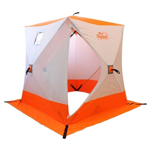 фото Палатка следопыт куб однослойная 2 210d 1,5х1,5м белый/оранжевый