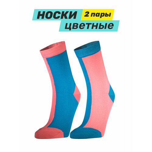 фото Носки big bang socks, 2 пары, размер 35-39, розовый, голубой