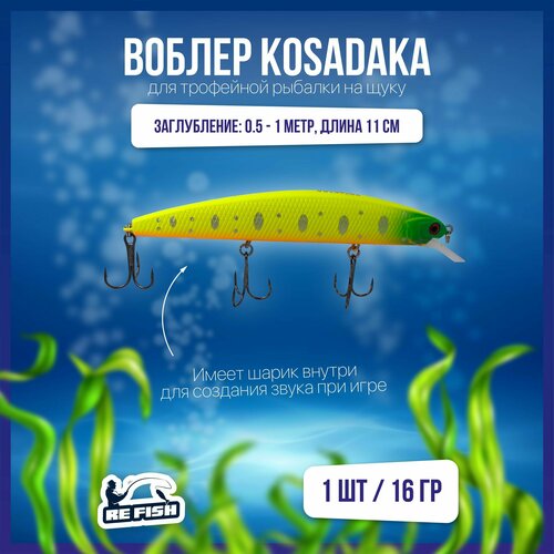 фото Воблер для рыбалки на щуку, окуня, голавля, kosadaka, поппер refish