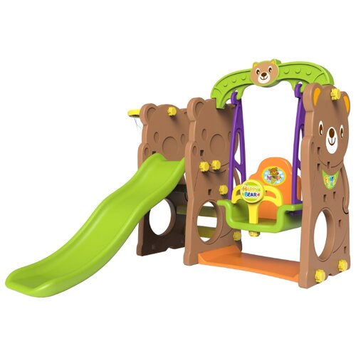 фото Спортивно-игровой комплекс toy monarch мишка с качелями коричневый/зеленый
