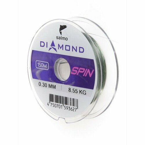 фото Леска монофильная salmo diamond spin, диаметр 0.3 мм, тест 8.55 кг, 150 м, светло-зелёная (комплект из 10 шт)