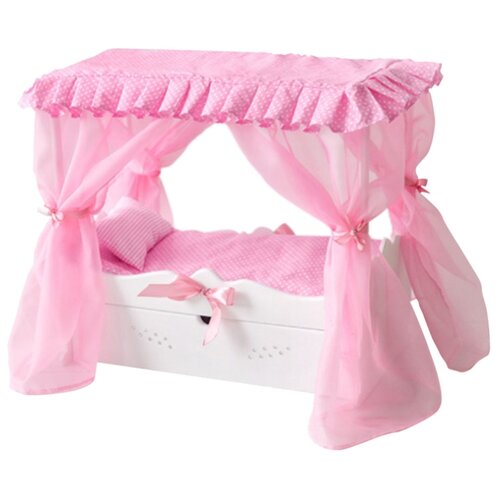 фото Paremo кровать для кукол с выдвижным ящиком с постельным бельем и балдахином (pfd120-61) белый
