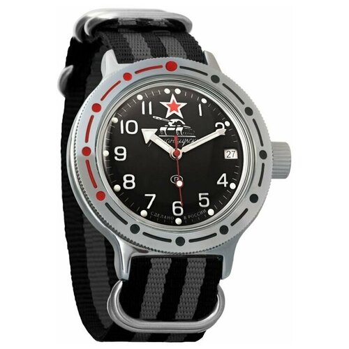 фото Часы мужские механические восток амфибия 420306 с автоподзаводом (нейлон черно-серый)