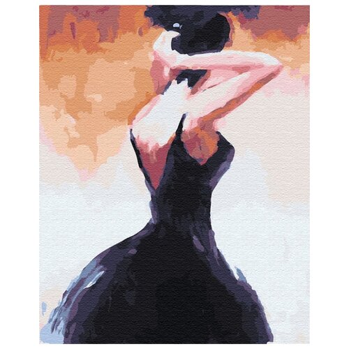 фото Картина по номерам вангогвомне zx 22895 девушка в черном платье 40х50 см