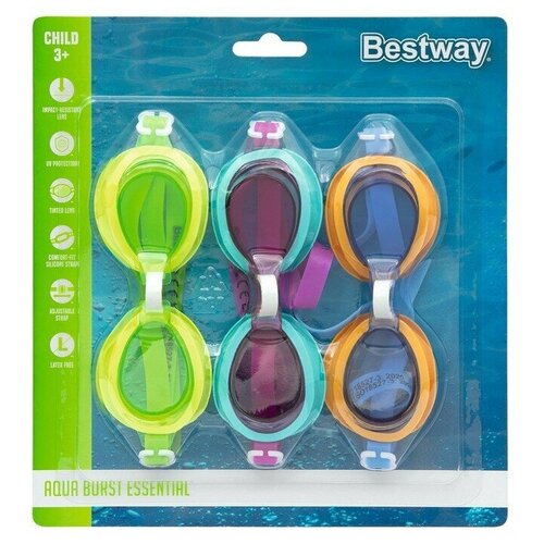 фото Bestway очки для плавания lil' lightning swimmer, от 3 лет, набор 3 шт, 21074 bestway