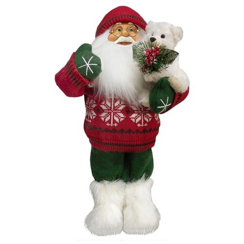 фото Фигурка maxitoys дед мороз в красном свитере с мишкой 47 см красный