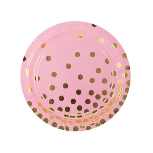 фото Тарелка "розовая с золотыми кружочками", 23 см, 6 штук феникс present
