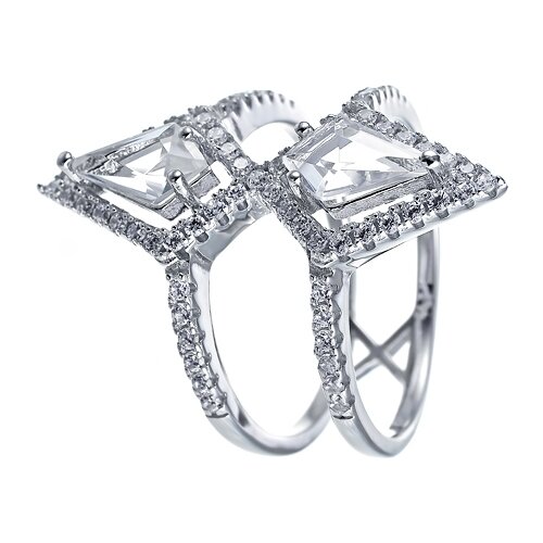 фото Jv кольцо с стеклом и фианитами из серебра wr25184-r1-us-002-wg, размер 17.5