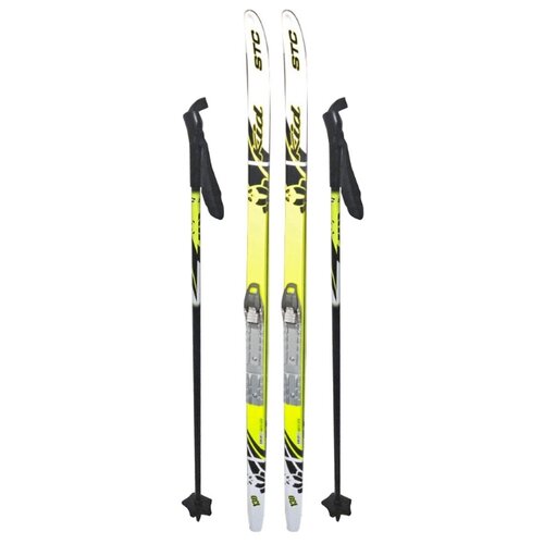 фото Беговые лыжи stc snn sted kid с креплениями, с палками желтый/черный 140 см