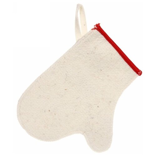 фото Florento рукавица для сауны эконом белый/красный