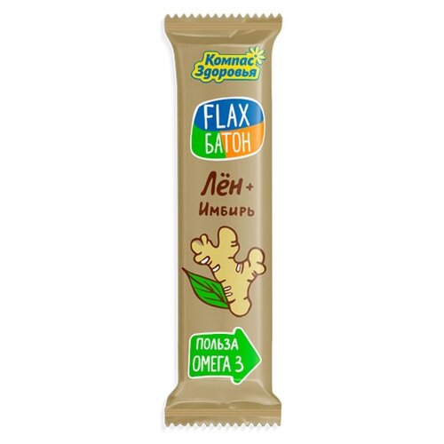 фото Злаковый батончик компас здоровья flax батон без сахара лён - имбирь 30 г