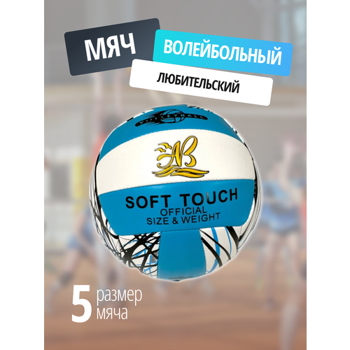 фото Волейбольный мяч / мяч для волейбола / с полосками голубой торговая федерация