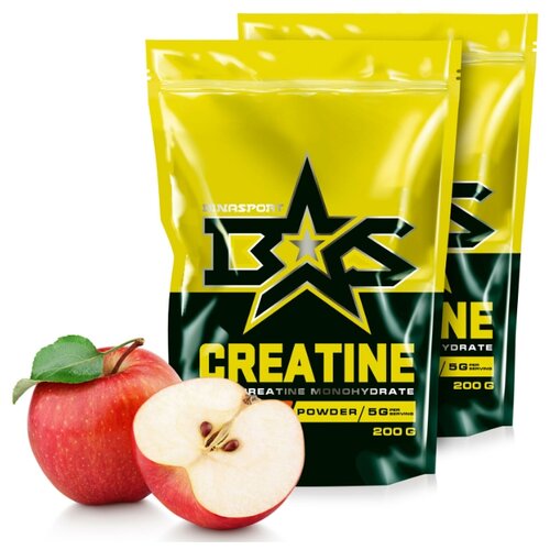 фото (2 уп!) креатин моногидрат порошок binasport "creatine" 400 г со вкусом яблока