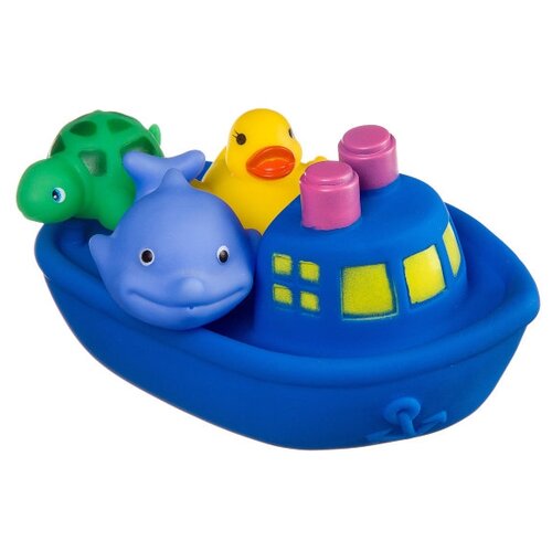 фото Набор игрушек для купания, bondibon, корабль, дельфин, утенок, черепаха (вв2755)