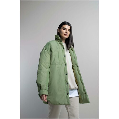 фото  куртка alexandra talalay демисезонная, подкладка, размер xs-s, зеленый
