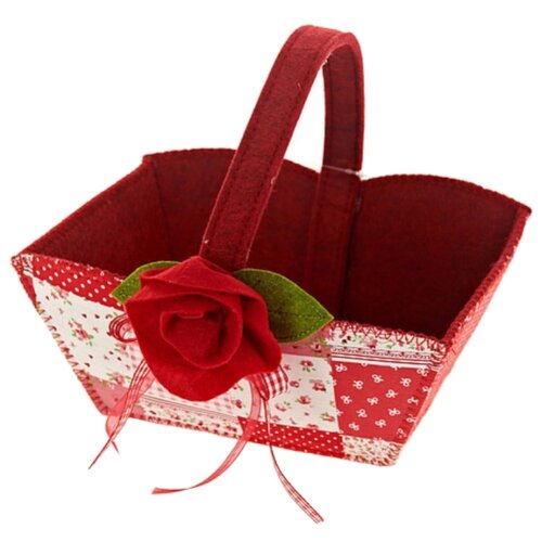 фото Ens корзина декоративная алая роза 21х17х18 см красный