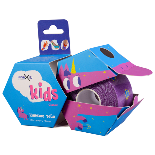 фото Кинезио тейп kinexib classic kids (4 cм x 4 м), фиолетовый