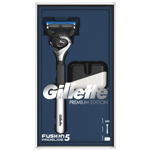 фото Набор gillette подарочный подставка, бритвенный станок fusion5 proglide flexball с эксклюзивной хромированной ручкой premium edition