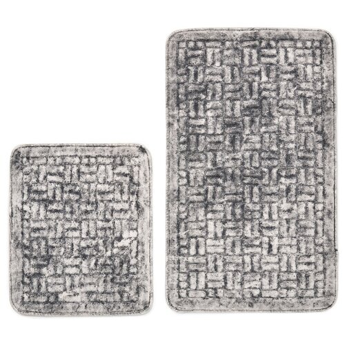 фото Набор из 2 ковриков для ванной alanur 60x100 - 50x60, серый