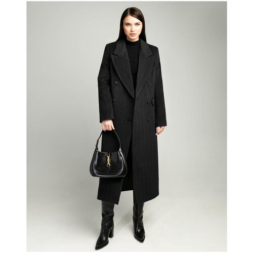 фото Пальто bublikaim, демисезон/зима, шерсть, силуэт прямой, размер m(44), черный, серый