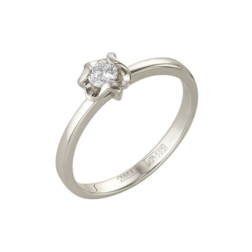 фото Master brilliant золотое кольцо из белого золота с бриллиантом 1-105-22, размер 16.5
