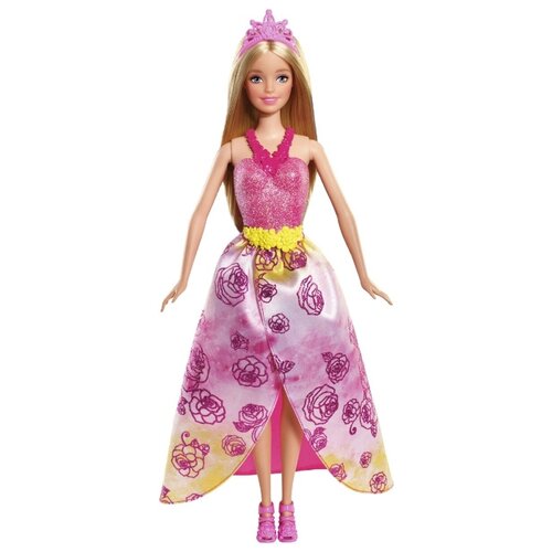 фото Barbie кукла принцесса цвет платья розовый желтый
