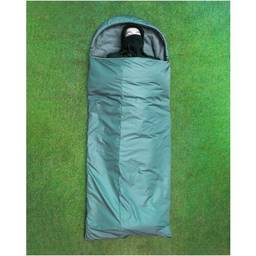 фото Спальный мешок спальник-одеяло серо-зеленый / спальник туристический нет бренда