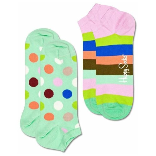 фото Набор из 2 пар низких носков 2-pack big dot stripe low sock 25, разноцветный happy socks