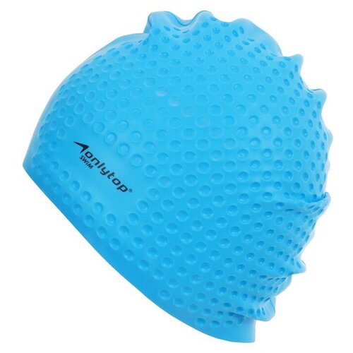 фото Onlytop шапочка для плавания взрослая, массажная, силиконовая, обхват 54-60 см, цвет голубой