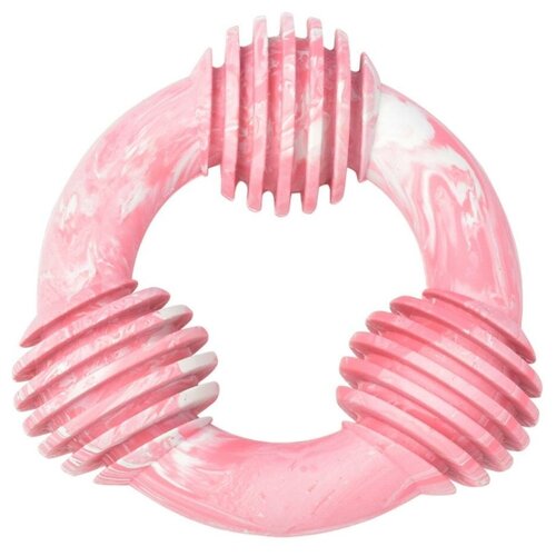 фото Игрушка для собак duvo+ резиновая с ароматом клубники "кольцо", розовая, 8х3.5х7.5см (бельгия)