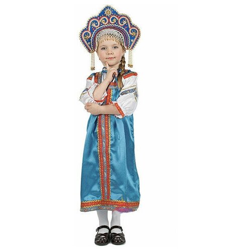 фото Народный костюм василиса (бирюзовый) атлас детский русская красавица