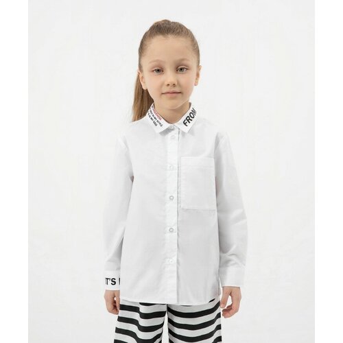 фото Школьная блуза gulliver, размер 104, белый