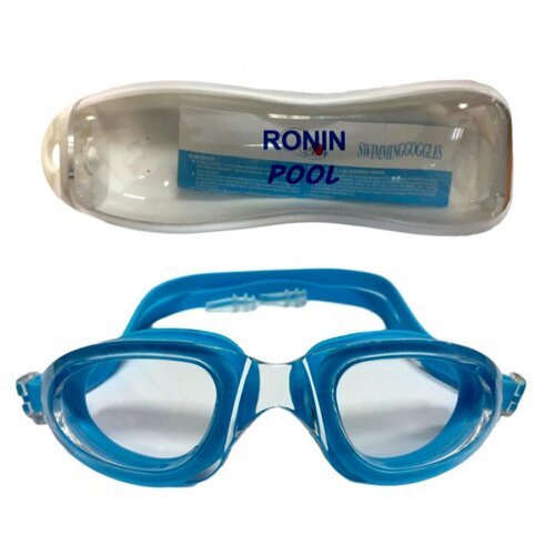фото Очки для плавания ronin pool в футляре цв.голубой