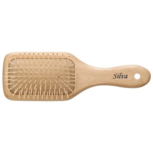 фото Silva щетка для волос на подушке деревянная квадратная с пластиковыми зубьями sb 507