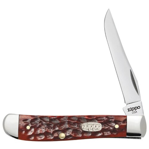 фото Набор: нож перочинный и зажигалка "zippo. chestnut bone standard jigged mini trapper", 89 мм