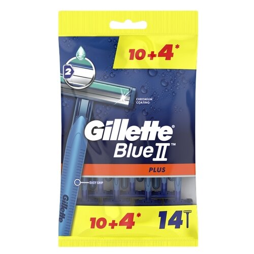 Фото - Бритвенный станок Gillette Blue II Plus, 10+4 шт, сменные кассеты 14 шт. бритвенный станок gillette blue ii 10 шт