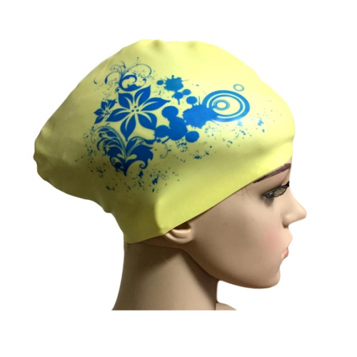 фото Шапочка для плавания взрослая женская для длинных волос для бассейна для плавания желтая bona farbo