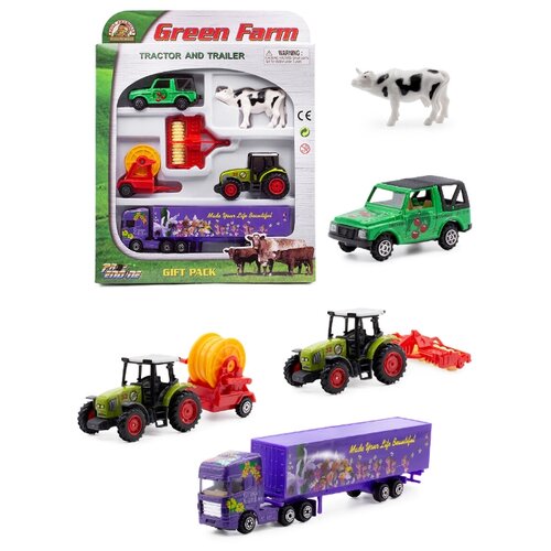 фото Детский металлический набор serinity toys, ферма с зеленым трактором