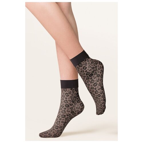 фото Gabriella леопардовые носочки caty с мягкой резинкой, черный, s-m-l
