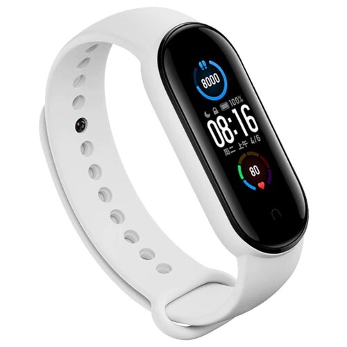 фото Силиконовый ремешок для xiaomi mi band 5 (sport) / спортивный ремешок на фитнес трекер сяоми ми бэнд 5 (спорт) белый pastila