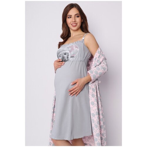 фото Комплект для беременных и кормящих "пушок" / халат и сорочка в роддом / одежда для беременных / пижама в роддом / костюм для беременных марго-стиль