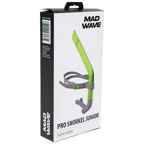 фото Трубка для плавания mad wave pro snorkel junior, зеленый/серый m0777 02 0 10w