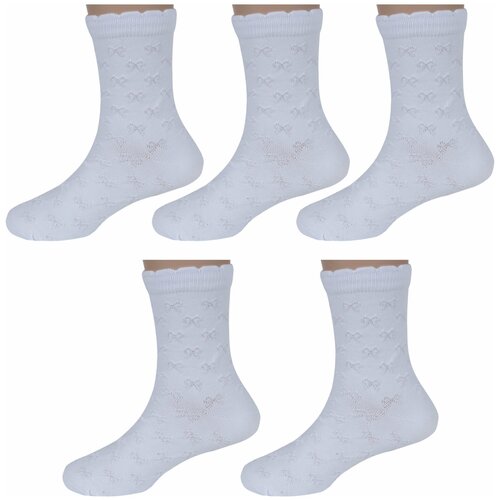 фото Комплект из 5 пар детских носков rusocks (орудьевский трикотаж) рис. 01, белые, размер 16-18