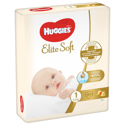 фото Huggies подгузники Elite Soft 1 (3-5 кг) 84 шт.